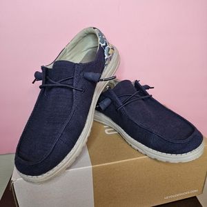 Women's Wendy Funk Chambray Hey Dudes, Navy and Abstract